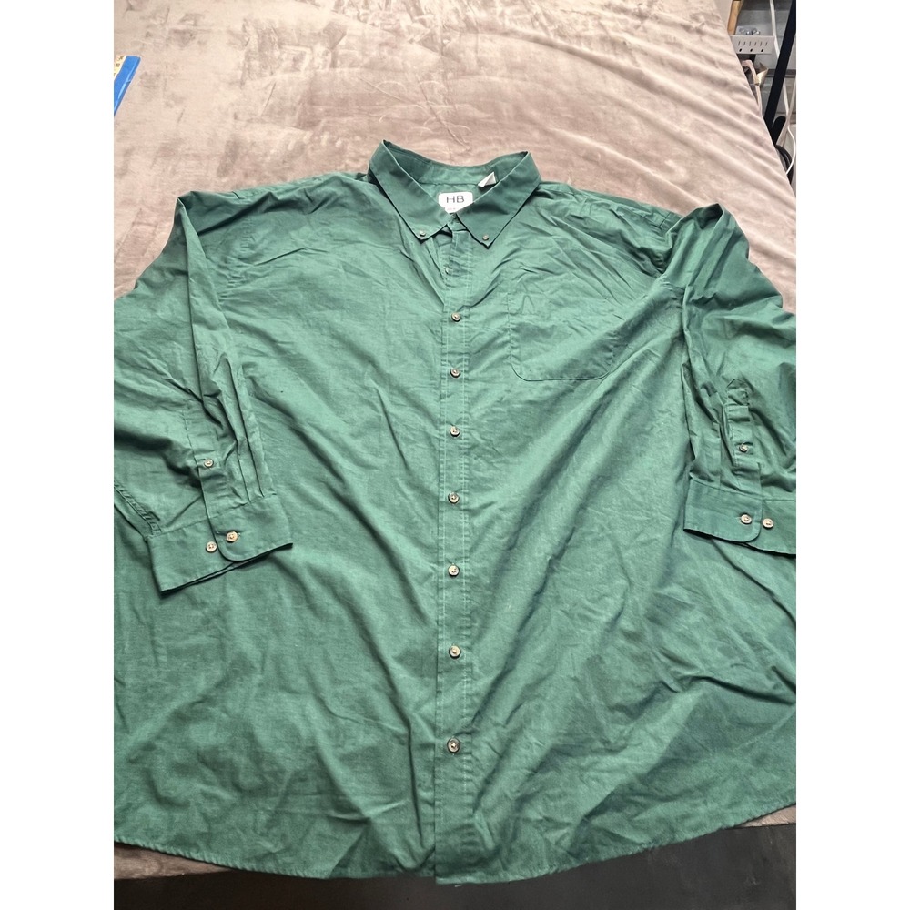 Harbor Bay HB Fit by DXL Mens 5XL Green Long Sleeve Button Down Shirt